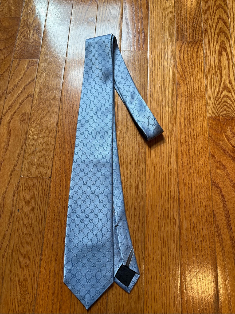 Gucci GG Light Blue Patterned Men's Silk Tie